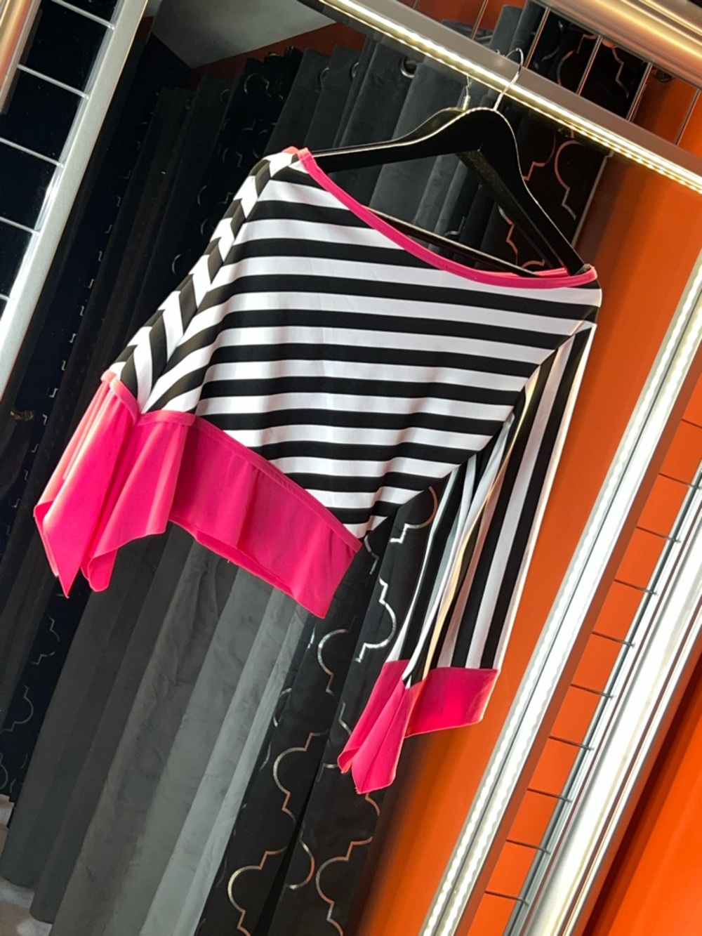 Electric Bloom Asymmetrical Striped One-Shoulder Statement Top 🎀🏁